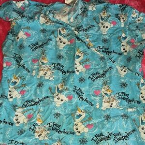 Frozen Scrubs Top Olaf - Blue and White